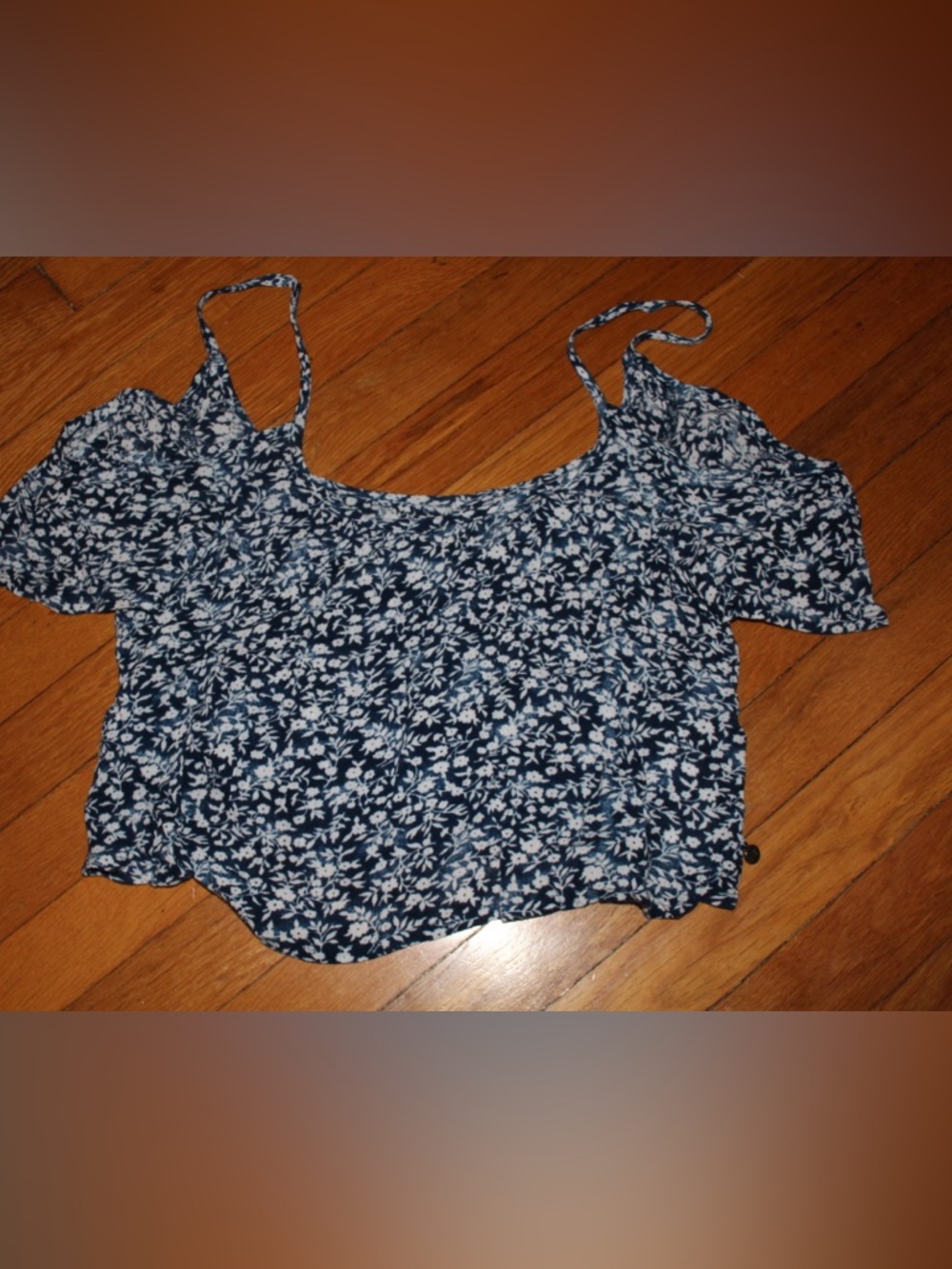 Hollister Navy Blue Floral Cold-Shoulder Cami
